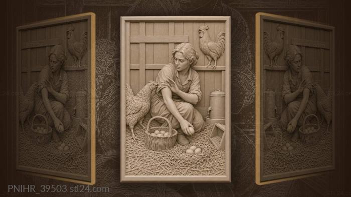 Hen pecks at the egg gatherer sleeve 3d STL model