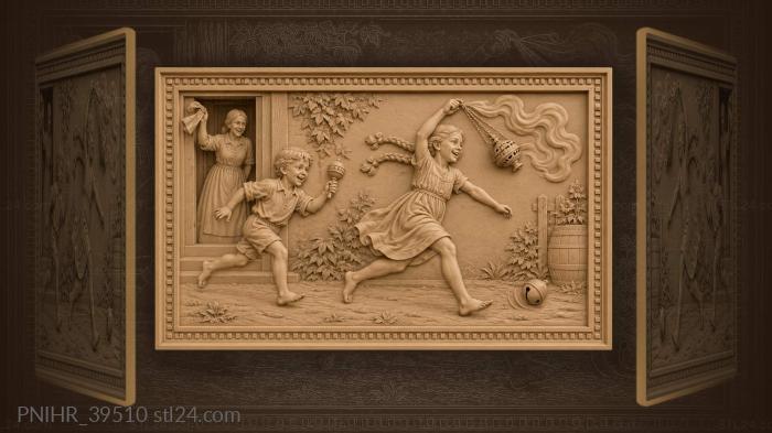 Girl with censer joyful run 3d STL model
