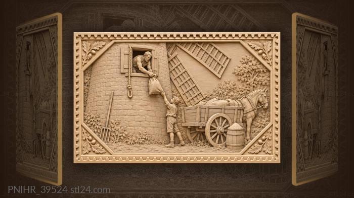 Boy catches the sack by the wagon 3d STL model