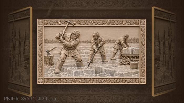 Ice blocks pushed toward the sledge 3d STL model