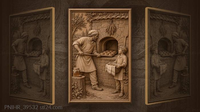 Boy holds a basket lined with linen 3d STL model