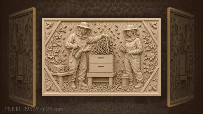 Assistant with brush beside the honey jar 3d STL model
