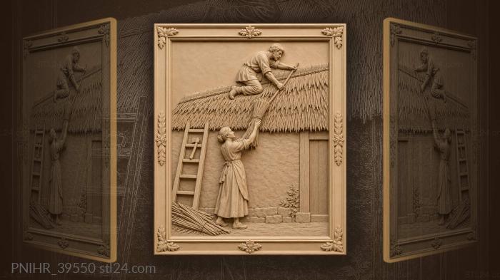 Woman passes a reed bundle upward 3d STL model