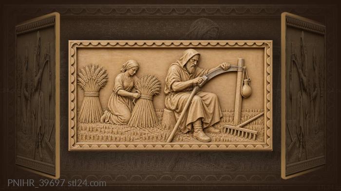 Harvest time scythe and sheaves 3d STL model