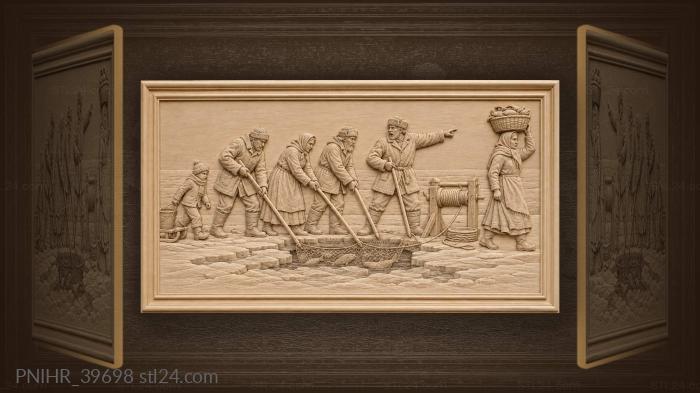 File of people guiding net underneath 3d STL model