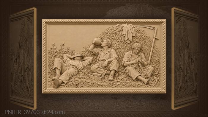 Workers rest and drink from jug 3d STL model