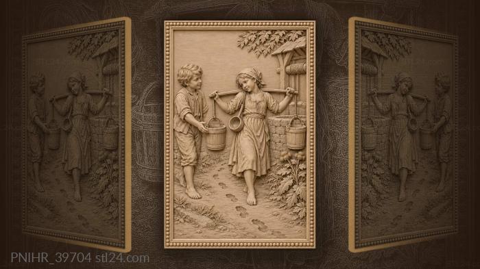 Helper reaches for the water bucket 3d STL model