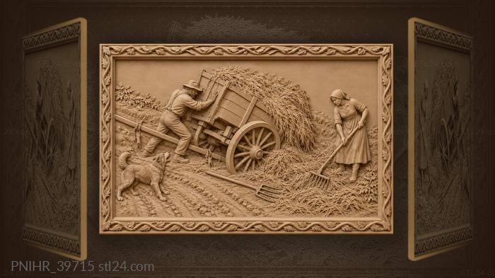 Woman helps driver gather spilled hay 3d STL model