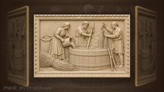 Village linen boiling traditional craft 3d STL model