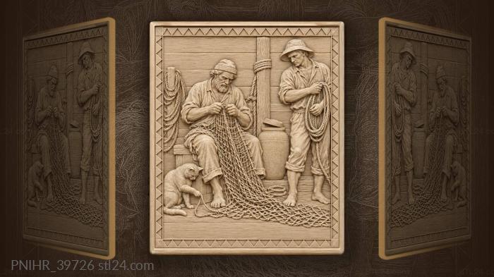 Coiling spare rope beside the net frame 3d STL model