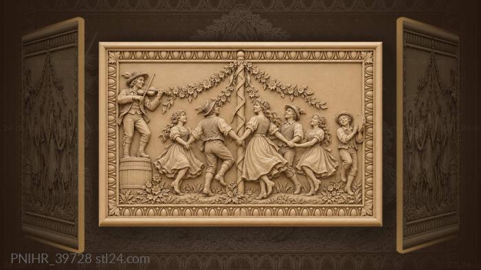 Five dancers circle to a tambourine 3d STL model