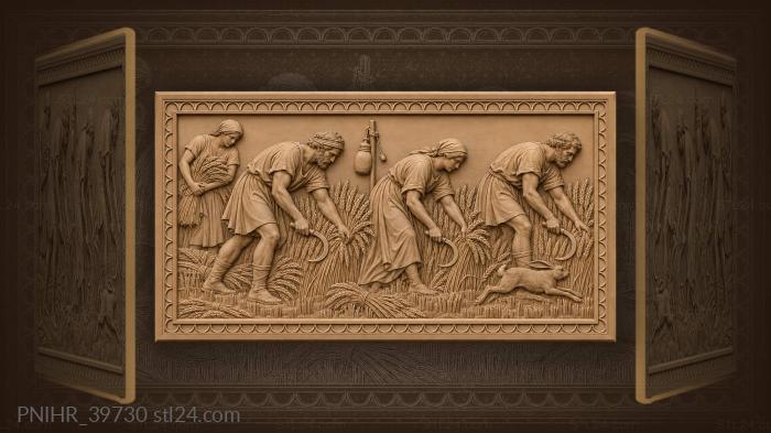Golden wheat harvest scene 3d STL model