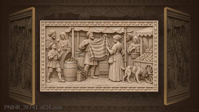 Fairground bustle merchant apples dog 3d STL model