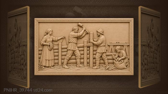 Neighbors build the fence hand in hand 3d STL model