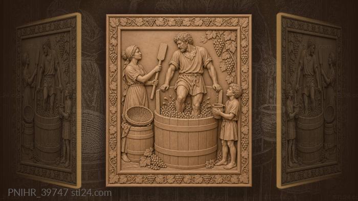 Wine harvest ancient tradition scene 3d STL model