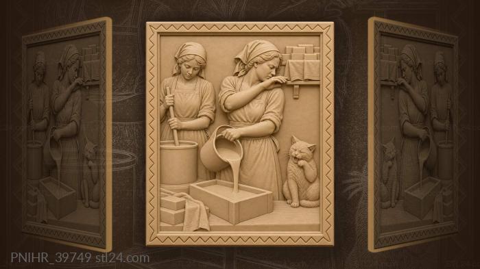 Soapmaker pours brew while helper stirs 3d STL model