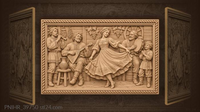 Village musicians joyful feast scene 3d STL model