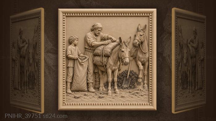 Son holds sack for charcoal burner 3d STL model