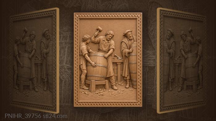 Customer knocking the side of a cask 3d STL model