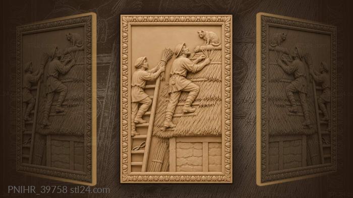Thatching roof repair with cat 3d STL model