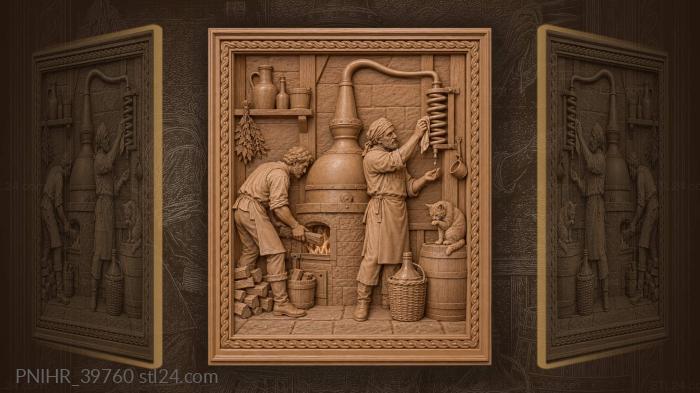 Moonshine still with cat and helper 3d STL model