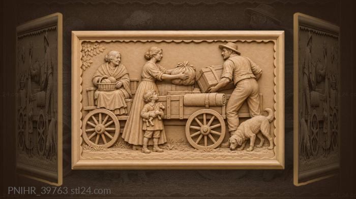 Everyone packs the wagon for departure 3d STL model