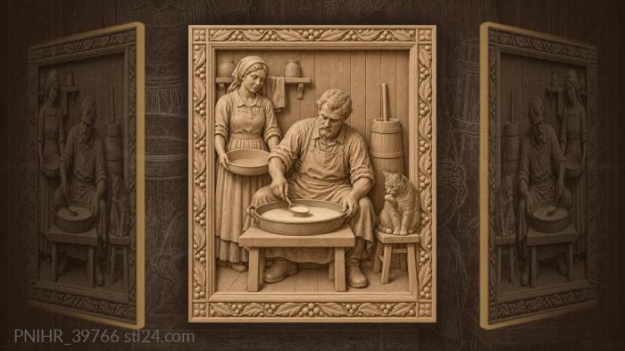 Cream skimming rural life scene 3d STL model