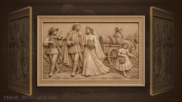 Wedding march with music and flowers 3d STL model