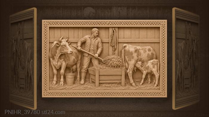 Stable life hay and cattle 3d STL model