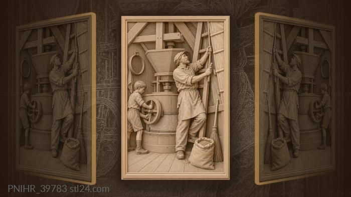 Miller and boy at the mill 3d STL model