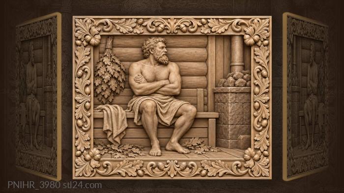 Bearded man resting in the banya 3d STL model