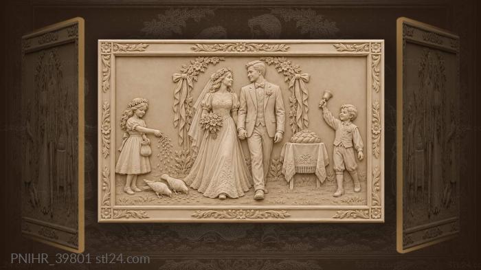 Wedding celebration village green doves 3d STL model
