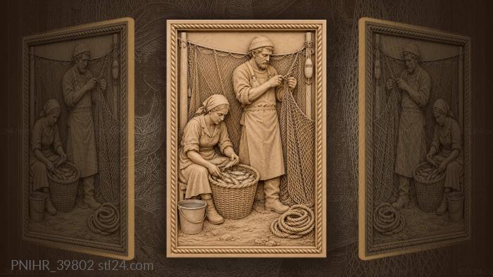 By the catch fisherman mends his net 3d STL model