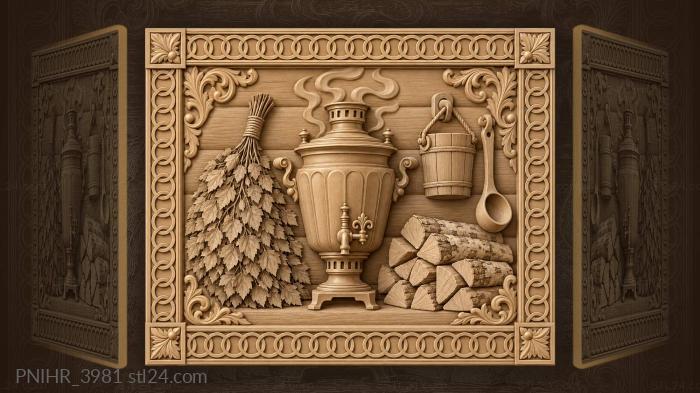 Russian tea samovar birch firewood 3d STL model