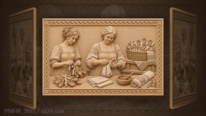 Bridesmaid ties spoons beside brides mother 3d STL model