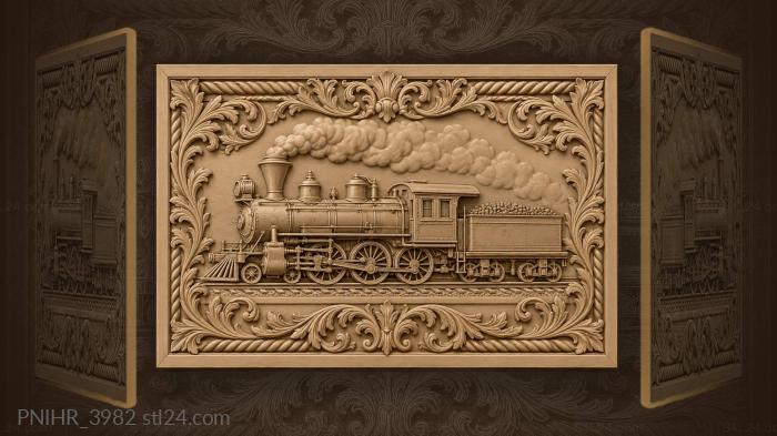 Old steam engine puffing from chimney 3d STL model