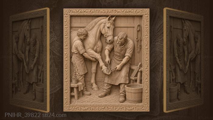 Stable boy steadies the horse leg 3d STL model
