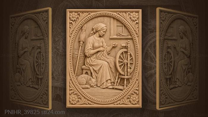Spinning wheel and peaceful domestic scene 3d STL model
