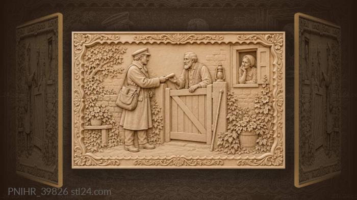 Village postman delivering important news 3d STL model