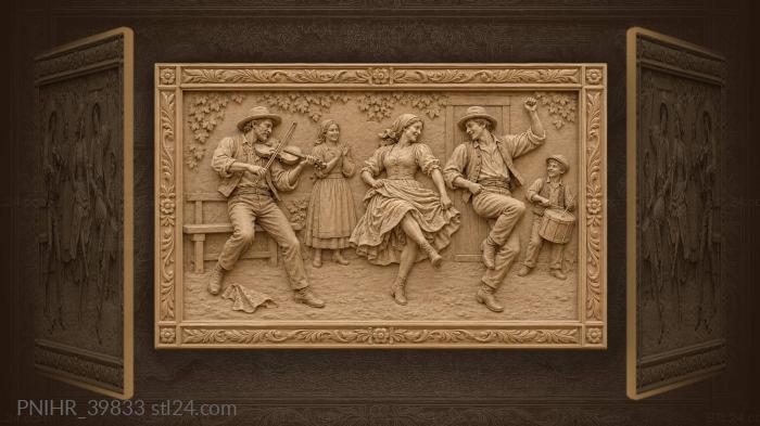 Fiddler playing on dusty village street 3d STL model