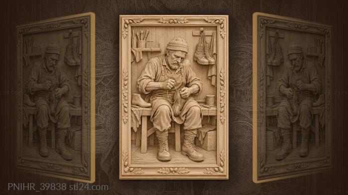 In the cold shoemaker sews a boot 3d STL model
