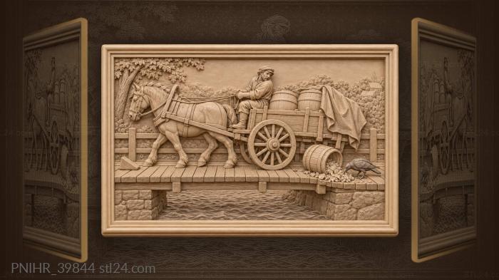 Cart loses barrel on bridge 3d STL model