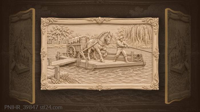 River ferry with horse cart 3d STL model