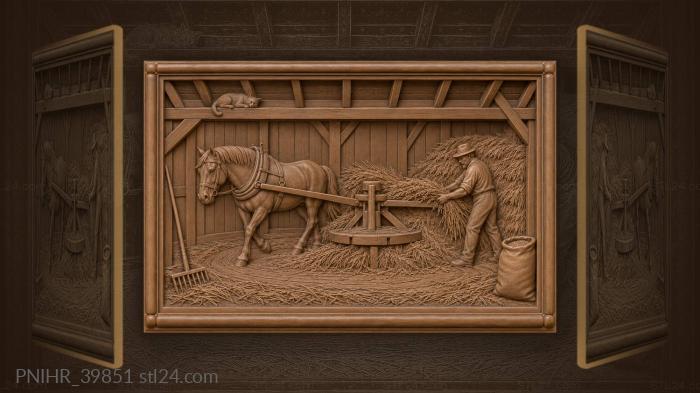 Threshing grain with horse power 3d STL model