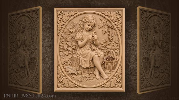 Butterfly lands beside berry girl 3d STL model