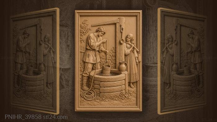 Girl carries yoke to well 3d STL model