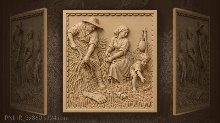 Harvest scene with reaper and child 3d STL model
