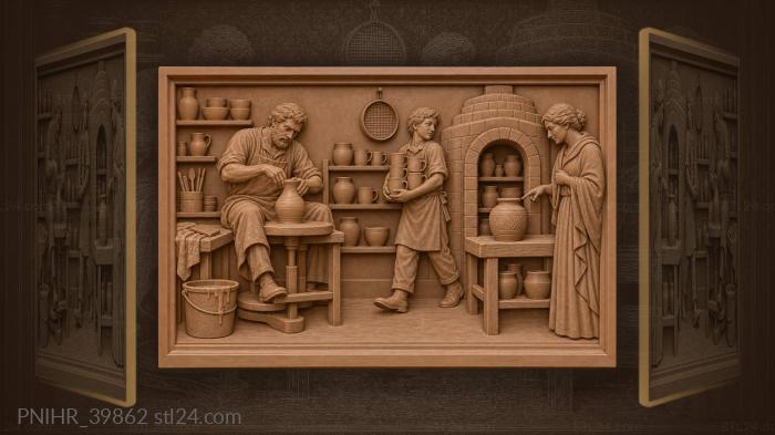 Potter’s workshop bustling with life 3d STL model