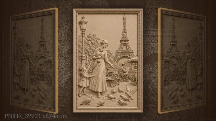Child points toward the eiffel tower 3d STL model