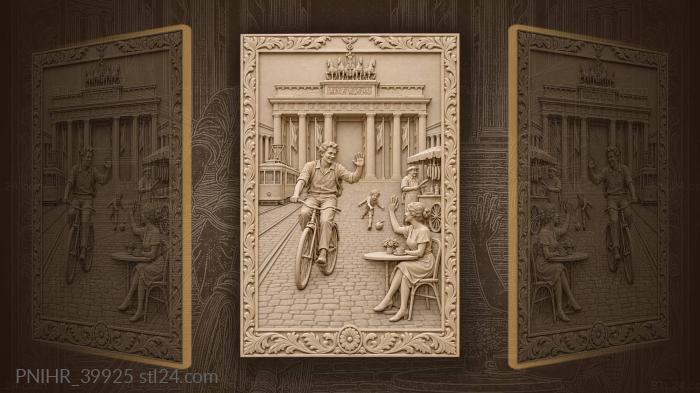Berlin gate cyclist waving hello 3d STL model